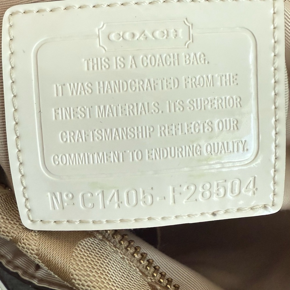 Coach Tan and White Signature Tote Bag - Picture 7 of 11